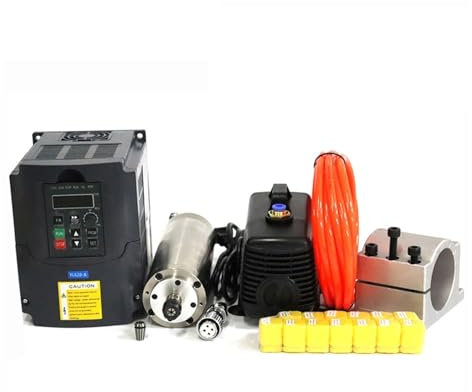 Moteur de broche CNC Kits de broches CNC Moteur de broche CNC refroidi à l'eau, 1,5 kw/2,2 kw, VFD 2,2 kw, pince de 80mm, pompe à eau, 13 pinces ER20 for routeur CNC Pour fraiseuse de gravure de route