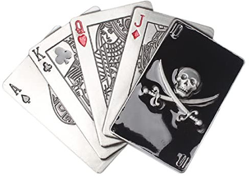 Punk Rock-Totenkopf-Gürtelschnalle für Herren, Kreuz Schwert-Totenkopf-Gürtelschnalle, Royal Flush Spielkarten Totenkopf-Gürtelschnalle, Poker-Totenkopf-Gürtelschnalle, Western-Cowboy-Gürtelschnalle