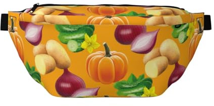 Grand sac banane pour homme et femme – Ail, oignon, citrouille, pomme de terre, sac de voyage tendance pour femme, sac banane pour femme avec sangle réglable