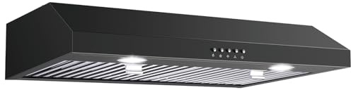 SNDOAS Under Cabinet Range Hood 30 inch,Black Range Hood with 430 Spray-Painted Stainless Steel,3-speed Fan & 700 CFM Kitchen Hood,Ducted/Ductless Range Hoods with 3-Venting,Baffle Filters