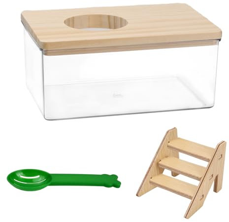 Haustier Hamster Badezimmer, Hamster Sandbad mit Leiter und Schaufel, Hamster-Sandbad-Container Hamster Zubehör Transparent Acryl Dusch für Goldhamster Zwerghamster Mäuse oder Kleine Haustiere