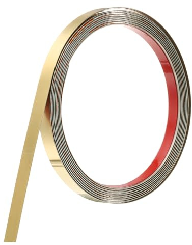 QUARKZMAN Baguette de Finition Murale 10 Pieds x 0,4 Pouce Or Brossé | en Acier Inoxydable, Baguette de Miroir Auto-Adhésive, Baguette Métallique à Coller, pour Mur Plafond