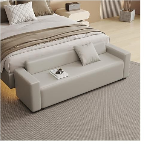 Bettbank Bettbank for Schlafzimmer, Schlafzimmerbank, Eingangsbank mit gepolstertem Sitz und Massivholzbeinen for Wohnzimmer, Esszimmer, Eingangsbereich, Schlafzimmer Sitzbank Schlafzimmer(Beige,180*5