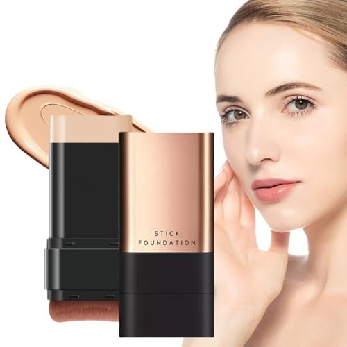 2 In 1- Luxury Anti-Wrinkle Foundation Stick, Korea Flawless Eraser Foundation Stick with Brush, Double Head Foundation Make-Up Stick, Traceless Matte Foundation Repair Stick (Natural)