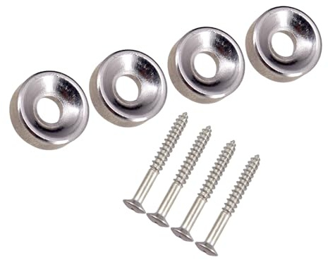 4 x E-Gitarren-Hals-Gelenkbuchsen und Schrauben, Gitarrenhals-Befestigungshülsen, Buchsen mit langlebigen Schrauben