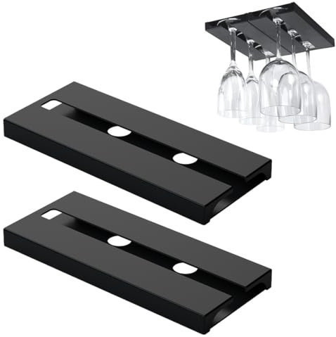 2 Pcs Porta Bicchieri Sospesi, Porta Bicchieri da Vino Sospeso, Portabicchieri Sospeso, Porta Bicchiere di Vino Appeso, Nessuna Perforazione Richiesta, für Familie Hotel Bar