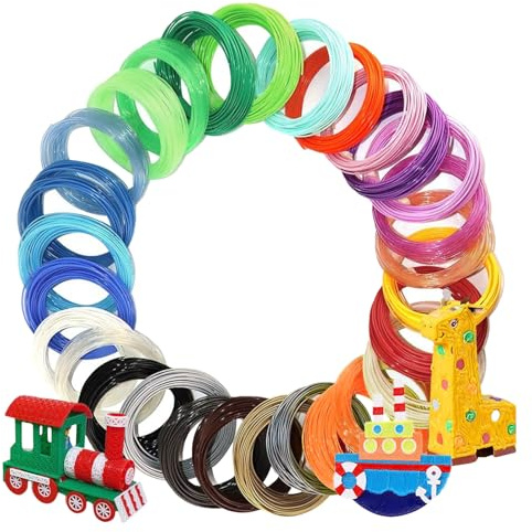 SoeUyd 31 Farben 3d Stift Filament, Nachfüllpacks, Filaments 3D Stift, 3D Stifts Nachfüller, 3D Stift Filament PCL, Jede Farbe 5m pro Rolle x 31, Insgesamt 155m, Geeignet für 3D-Kinderstifte