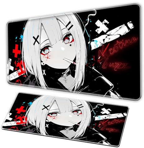 Anime Mouse Pad - Edge Stitching - Anti Slip - Smooth Washable -90 × 40cm XXL Large Table Pad, Suitable for Computer Players' Gaming Mouse Pad (Baseball Girl) Black