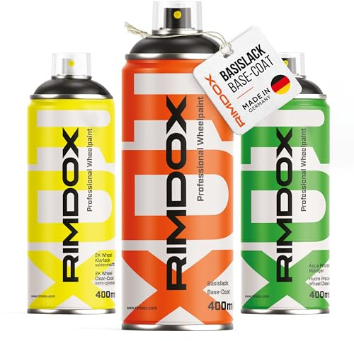 RIMDOX - Bundle | 1K Original OEM Felgenlack AUDI graphitgrau JG3 | 2K Klarlack seidenmatt | AQUA-Prozess-Reiniger | Spraydosen | für Reparatur- als auch Komplettlackierung