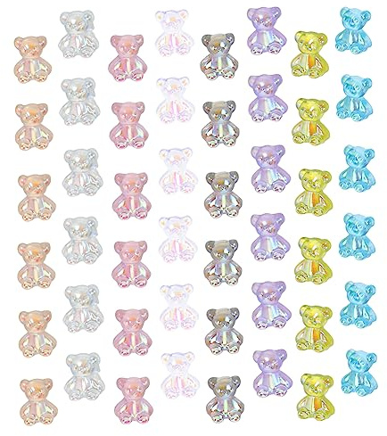 PACKOVE 96 Piezas Adornos de Osito Brillante Accesorios para Uñas y Decoraciones Creativas para Uñas DIY Decoración de Ositos