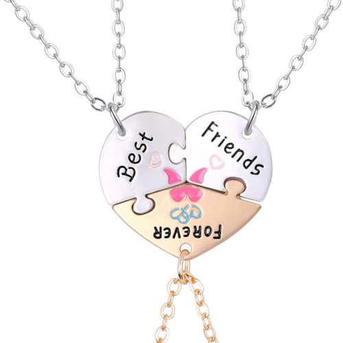 JYNXOR 3 Stück BFF Halskette für 3, Freundschaftskette Beste Freunde, Kette Mädchen, Herz durchgebrochen Sticking Magnetischer Bester Freund Halsanhänger für Frauen Freundschaft Schmuck Geschenk