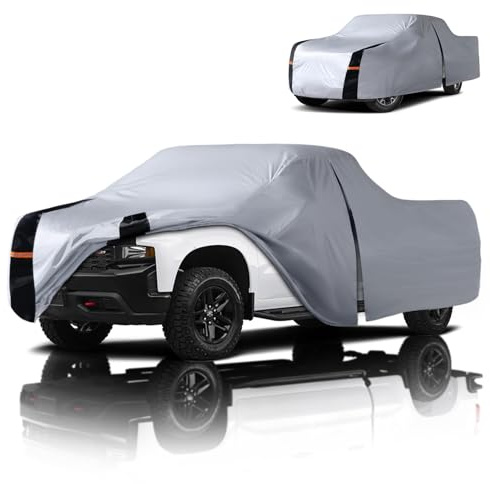 Multi-Layer Chevy Silverado 1500 Truck Cover, Custom fit Silverado 1500 1998-2026 Crew Cab SB(5.7'-5.8')Car Cover Waterproof All Weather, Full Exterior Cover Rain Wind and UV Protect With Door Zipper