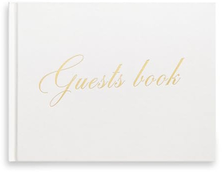 &And Per Se White Wedding Guest Book with Photo Spots – Elegant Hardcover Sign-in Book for Weddings, Baby Showers & Special Events – Blank & Lined Memory Keepsake Album