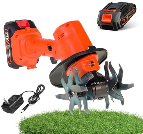 MObyat Motozappa elettrica da Giardino a Batteria, motozappa elettrica con Asta telescopica, 1 Batteria al Litio, Larghezza di Lavoro 10 cm, profondità di Lavoro 10 cm, per orti, Serre, frutteti