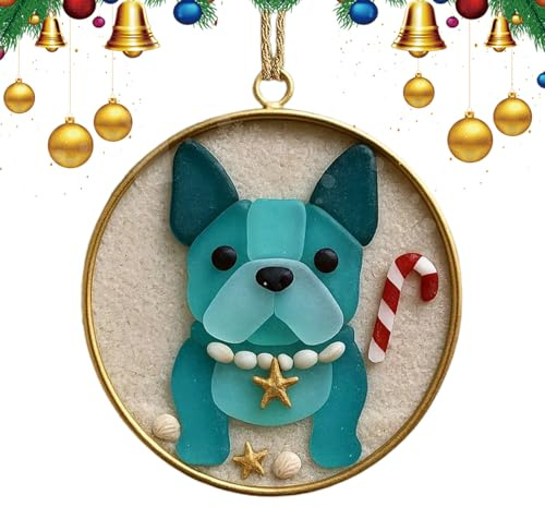 Tktouci Hund Weihnachtsschmuck 2D Acryl - Bulldog Dackel Muster Weihnachtsbaumschmuck | Tieranhänger Für Hundeliebhaber Wand Auto Innenspiegel Fenster Party Feierlichkeiten