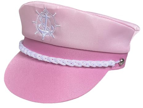 Qoukonao Rosa Kapitänsmütze | Bootsmatrosen Partyhüte - Bequeme Verstellbare Kostüm Accessoires für Halloween Strandhochzeiten Erwachsene