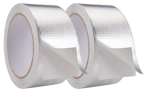 Dhisperares 2 Pièces Ruban Adhésif Aluminium, 20m X 50mm Bande Aluminium Adhesive Haute Temperature, Ruban Adhésif Professionnel, Ruban D'aluminium Pour Scellement, Réparation Et L'isolation.