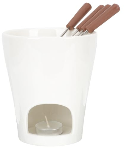 Veemoon Caquelon à Fondue au Chocolat en Céramique Multifonction Chauffe-Beurre et Chauffe-Fromage Compact Léger et Portable pour Fondue Maison et Fête Familiale