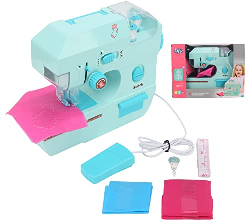 Bärbar symaskin mini symaskin med pedalbrytare för nybörjare barn från 3 år och uppåt