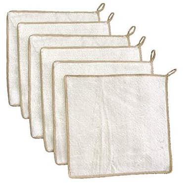 Jebblas Bamboo Dish Cloths,Lint Free Cleaning Cloth,Bamboo Fiber Cleaning Cloths, Kitchen Dish Cloths, Reusable Dish Rags, Pack of 6, 25x25cm