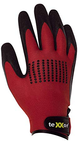 (12 Paar) teXXor Handschuhe Nylon-Montagehandschuhe Latex BESCHICHTET 12 x rot/schwarz 10
