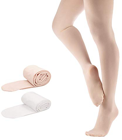SKYSOAR Kinder Mädchen Ballett Strumpfhose Tanzstrumpfhose für Kinder und Damen, Weiß,apricot, M(125-140CM)