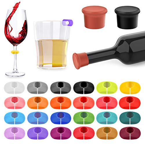 Étiquettes pour verres à vin, marqueurs en silicone pour verres à vin, pour bar, fête, martinis, cocktail, flûtes à champagne, Silicone