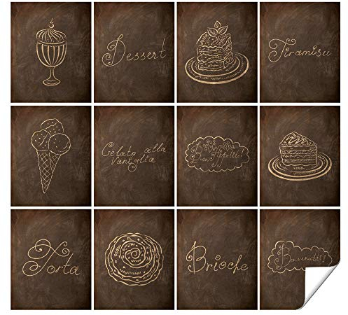 GRAZDesign Fliesenaufkleber Küche in braun, Steinoptik, Dessert - Motive, Fliesenfolie für Küchenfliesen Klebefliesen glänzend - Dessert – Motive in Braun