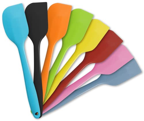 LAPXSNZD 8 Piece Heat Resistant Silicone Spatula Set Non Stick Rubber Spatula Kitchen Utensils for Cooking,Baking,and Mixing,Multicolor