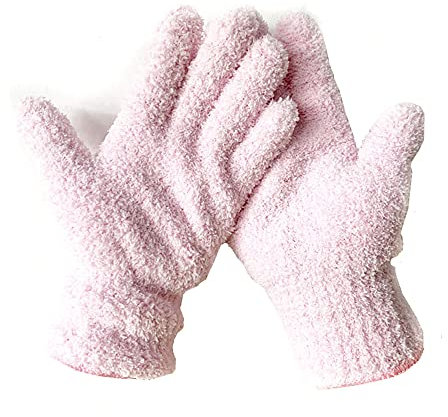 SEIWEI Dusting Glove Cleaning Cloth Gloves Microfiber Making Duster Easy For House Cleaning Trucks Cars Lamps Window, 2Pairs Pink