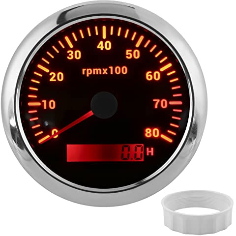 Varvtalsmätare Varvräknare, 85 Mm/3,35 Tum 0-8000 Varv/min Universal Digital Vattentät RPM Marin Utombordare Bilbåt RV(svart)