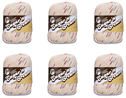 Lily Sugar'N Cream - Hilo de popurrí de gran tamaño, paquete de 6 de 85 g, algodón, 4 medianos (peinado), 150 yardas, tejido/ganchillo