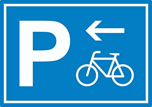Fahrrad Parkplatz Aufkleber mit Richtungspfeil links waagerecht A4 (210x297mm)