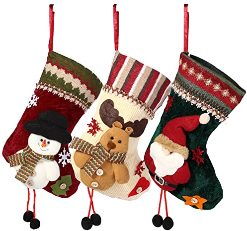 Ailvor Nikolausstrumpf, 3 Stück Weihnachtsstrumpf, Nikolausstiefel zum Befüllen & Aufhängen, Nikolaussocke Weihnachtsdekoration für Kamin, Weihnachtsbaum, Wand, Treppe