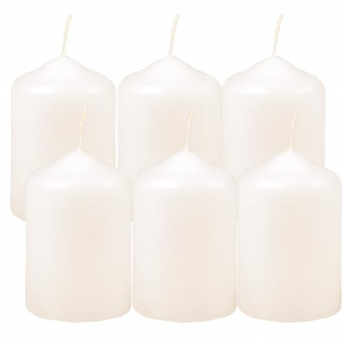 HS Candle Stumpenkerzen Elfenbein, Ø 4 cm × 6 cm, 6er-Set | Wachskerzen mit ca. 7 h Brenndauer – stimmungsvolle Tischdeko für Zuhause, Adventskranz und Feiern