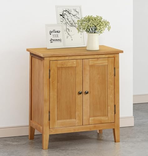 Hallowood Furniture Aston 2-Door Small Oak Cupboard with Internal Shelf