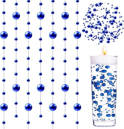 GEFIRE 18 Pezzi Perle Blu, Floating Pearls Beads, Centrotavola Natalizio, Perle Galleggianti per Vasi, per Vaso, Riempitivo per Bottiglie d'Acqua, Matrimonio, Decorazione Centrotavola (1.2M)