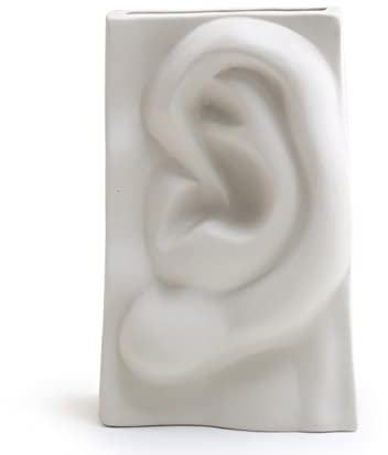 SUREH Vase mit Weißem Gesicht, Abstrakte Augenvase, Moderne Keramik-Blumenvase, Lippe, Nase, Abstrakte Skulptur, Blumentöpfe für Zuhause, Büro, Wohnzimmer, Tischdekoration(Ohr)