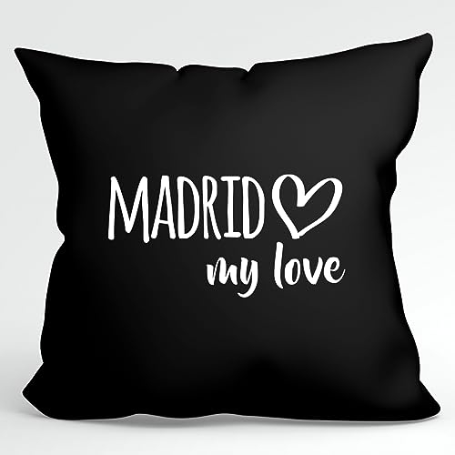 Huuraa Kopfkissen Madrid My Love Geschenk 40x40cm mit Füllung Black Baumwolle Madrid Deko