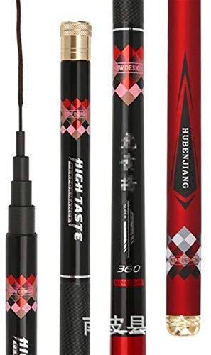 Angelrute Super Hard Powerful Hand Pole Teleskop Angelrute Carbon Fiber Süßwasser Karpfen Fishing3.6m, 4,5 M, 5,4 M, 6.3mVboni (Color : Red, Size : 6.3m 19 Hardness)