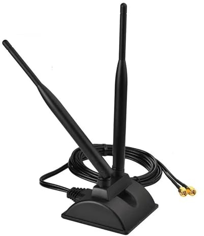 GERUI Antenna WiFi Doppia Banda 8 dBi 2,4 GHz 5,8 GHz Adattatore SMA Bluetooth 6DB Omnidirezionale High Gain Estesa con Base Magnetica