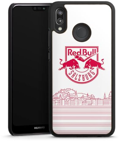 Holz Case kompatibel mit Huawei P20 Lite Walnuss Handyhülle Echtholz Hülle Eishockey Skyline EC Red Bull Salzburg