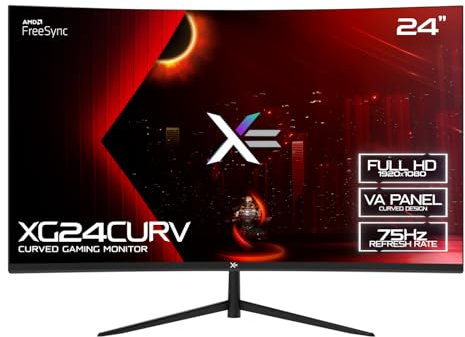 ADMI X= Gaming Monitor (75Hz / 1080p / 8ms, BLACK/CURVED, 24 Inch VA)