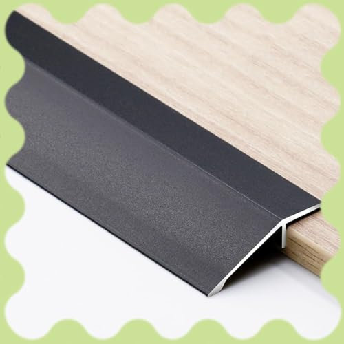 QTWLG Metall Übergangsleiste Höhenausgleich Für Unebene Böden Türleisten Übergangsprofil Breite 35mm Übergangsschiene Bodenleiste 3-15mm, 6-Stil(Black,90cm/3ft)