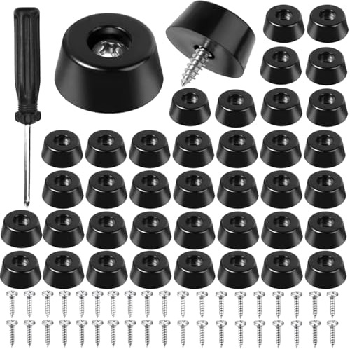 40Pcs 20 x 15 x 8mm Non-slip Rust Prevention Round Rubber Feet Bumpers Set | Built in Stainless Steel Washer Small Feet Pad, Moistureproof Cutting Board Protector Rubber Feet for Chopping Board