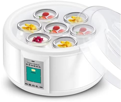 PODEC Fermentador Eléctrico para Hacer Yogur De 1,5 L, Máquina De Fermentación De Vino De Arroz con 7 Vasos De Yogur, Control De Temperatura Constante para Yogur Orgánico Casero