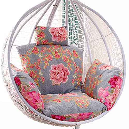 BDSHGRDH Schaukelstuhl Kissen， Verdicktes Sitzkissen for Schaukelstühle im Freien, großer Kissenbezug for Gartenhängesessel, waschbarer Bezug, Ersatzmattenpolster for Hängekissen(Peony)