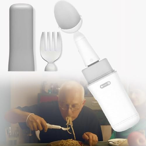 Cuillère Parkinson pour les tremblements de la main et l'arthrite, ustensiles adaptatifs pour les tremblements de la main et la maladie de Parkinson avec kit de levage intelligent auto-stabilisant