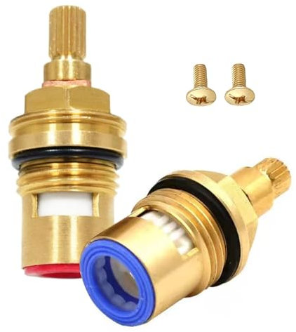 VZU 2 x 1,9 cm Badewannenarmatur-Kartuschenventil, 53 mm, 20 Zähne, für Warm/Kalt, Mischbatterie, Messing, Badewannenhahn, Kartuschenventil, Keramikkartusche, Ersatz für Badezimmer, Küche, Wasserhahn