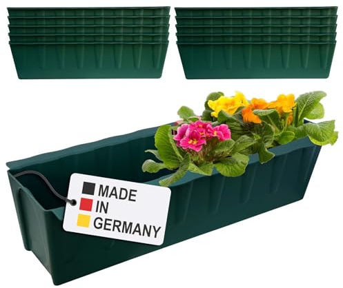 Hossi's Wholesale 10 europaletter blomlådinsatser | 37,3 cm mörkgrön | växtlåda för europeisk pallar | balkonglåda | blomkruka | tillverkad av robust plast | tillverkad i Tyskland